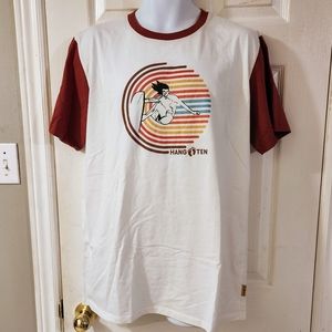 Hang ten surfer images short-sleeved crew neck T-shirt Size XL